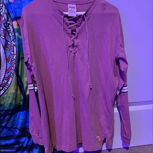 victoria’s secret PINK long sleeve with cross cross plunge neck